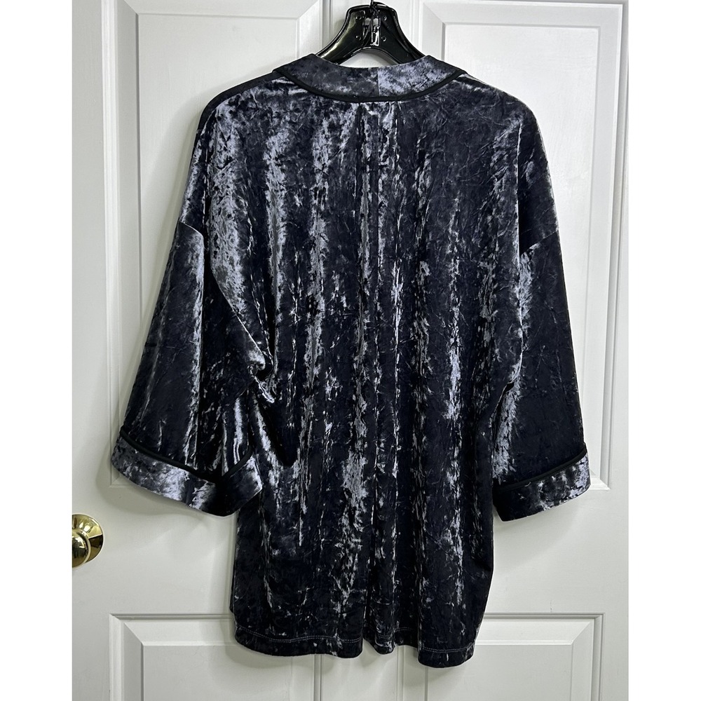 Anthropologie Pleione Crushed Velvet Open Front Kimono Duster Womens Small Gray - Picture 4 of 9